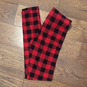 Old Navy Red and Black Checkered Kids Leggings